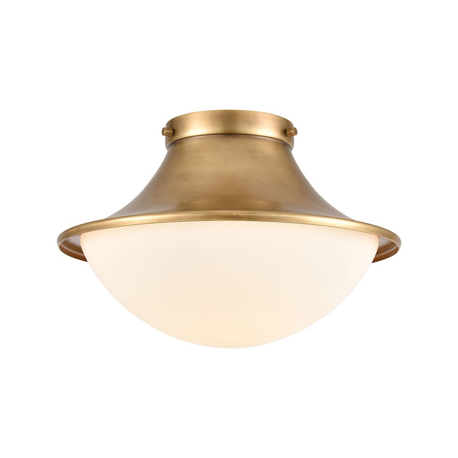 ELK Lighting Matterhorn 1-Light 13" Flush, Natural Brass/Opal White - 89126-1