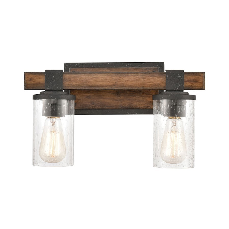 ELK Lighting Crenshaw 2-Light Vanity Light, Ballard Wood/Black/Seedy - 89131-2