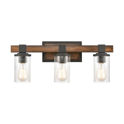 ELK Lighting Crenshaw 3-Light Vanity Light, Ballard Wood/Black/Seedy - 89132-3