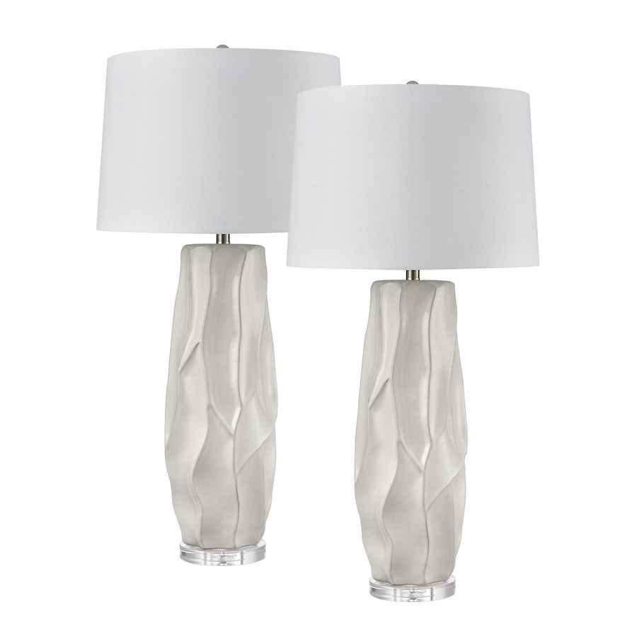 Parker 37.5'' Table Lamp, Set of 2, White/White