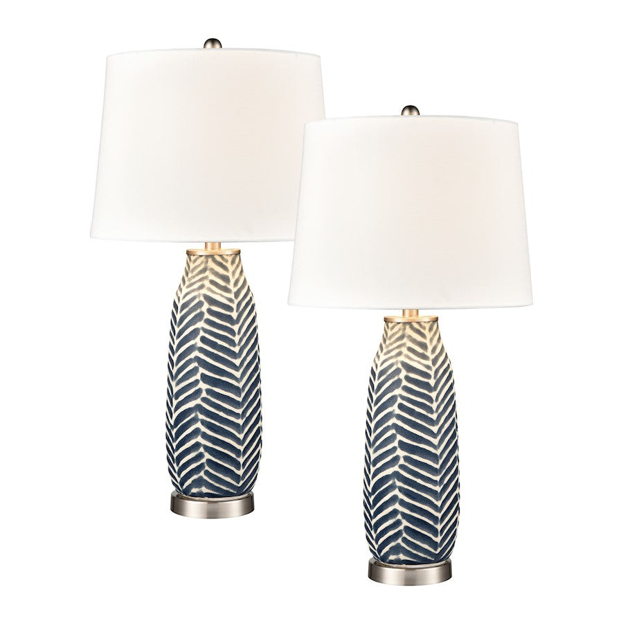 Elk Lighting Bynum 1 Light Table Lamp, Set of 2, Navy/White - S0019-8035-S2