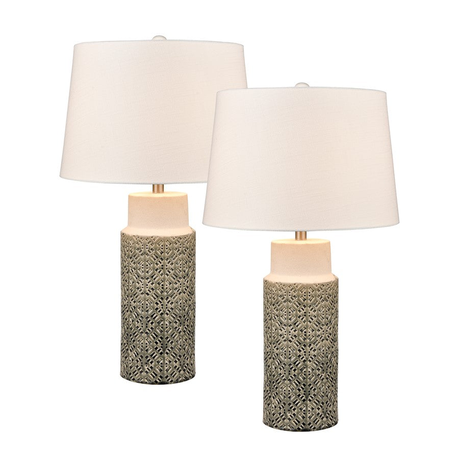 Elk Lighting Tula 30'' 1 Light Table Lamp, Set of 2, Gray/White - S0019-9471-S2