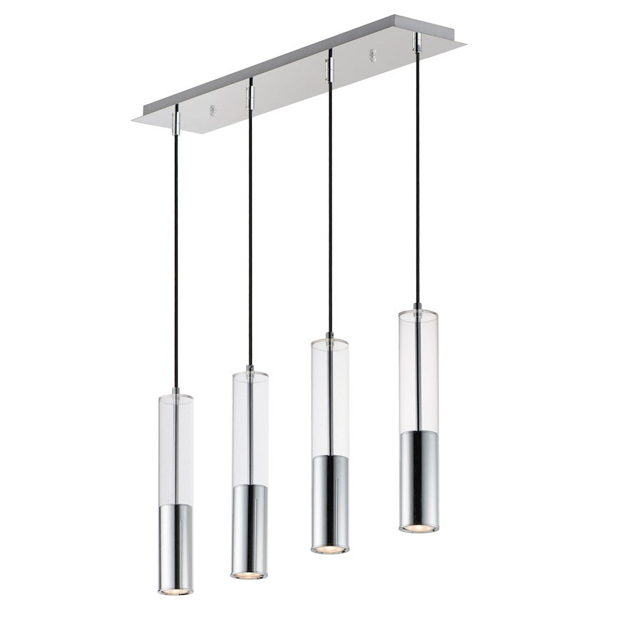 ET2 Lighting Torch LED 4-Light Linear Pendant, Polished Chrome - E11004-24PC