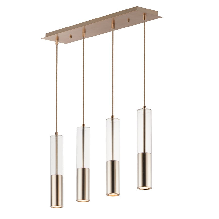 ET2 Lighting Torch LED 4-Light Linear Pendant, Satin Brass - E11004-24SBR