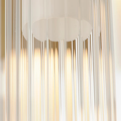 LED Pendant, Gold/Clear Ribbed