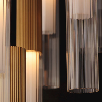 LED Pendant, Gold/Clear Ribbed