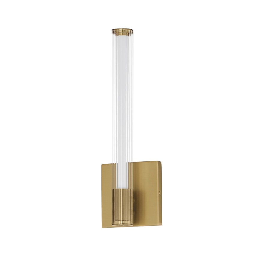 ET2 Lighting Cortex 1 Light Wall Sconce, Brass/Clear Ribbed - E11060-144NAB