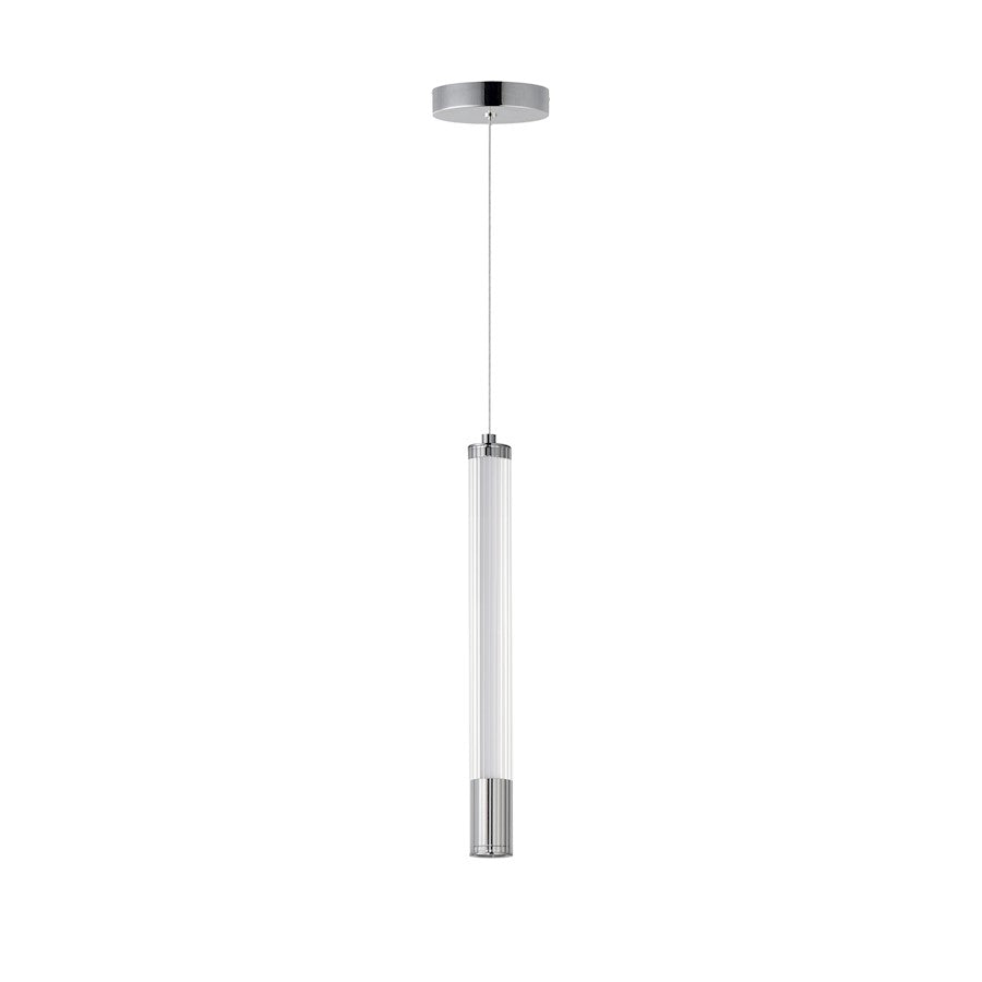 ET2 Lighting Cortex 1Lt 14" LED Pendant, Chrome/Clear Ribbed - E11062-144PC