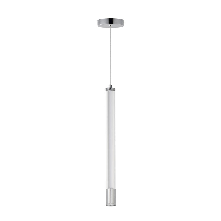 ET2 Lighting Cortex 1Lt 18" LED Pendant, Chrome/Clear Ribbed - E11063-144PC