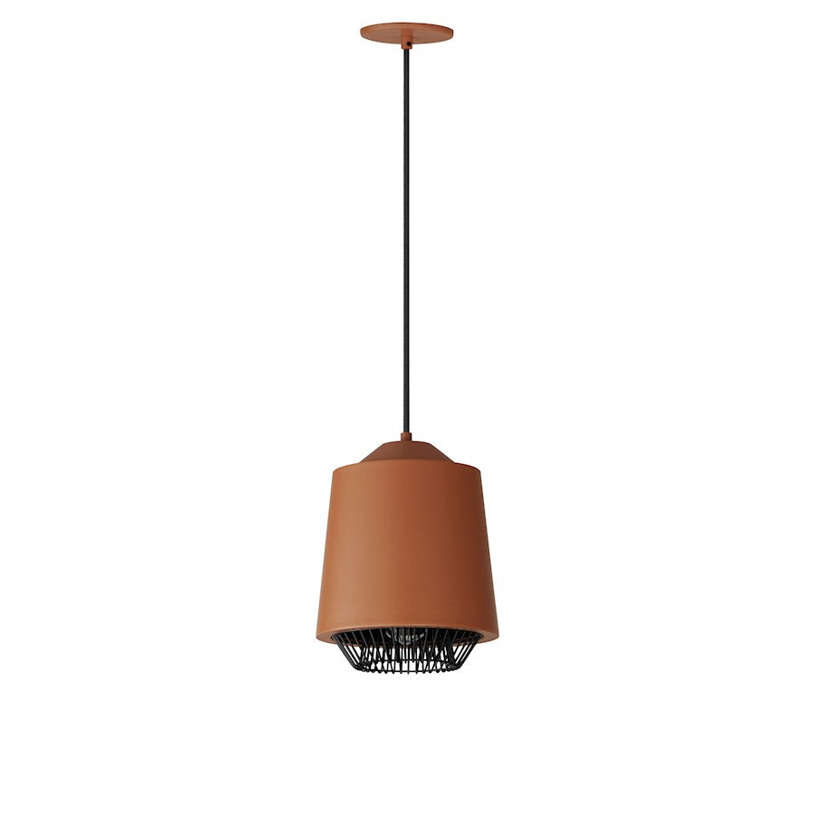 ET2 Lighting Phoenix 1 Light 9" Pendant, Brick/Black - E11390-BRKBK