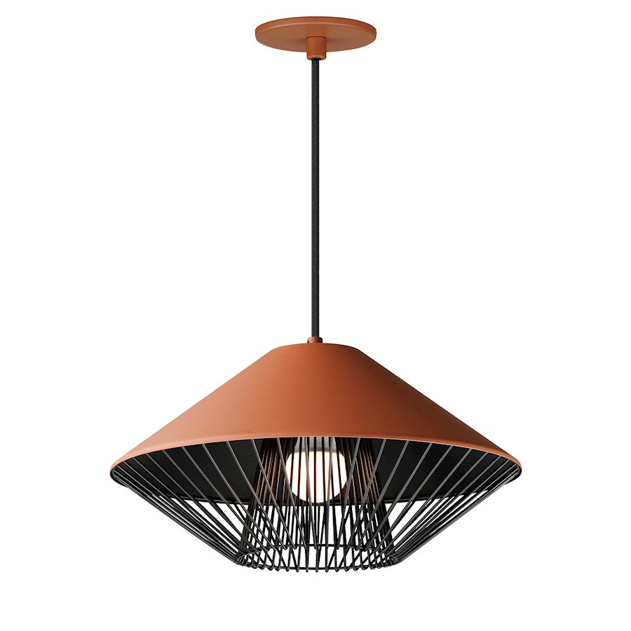 ET2 Lighting Phoenix 1 Light 16" LED Pendant, Brick/Black - E11395-BRKBK