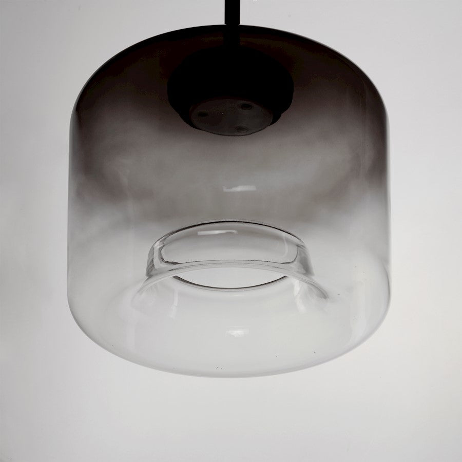 1 Light LED Pendant, Black/Smoke