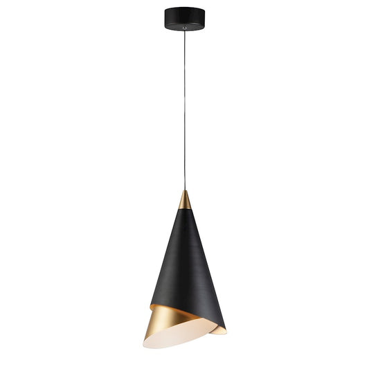 1 Light Large Pendant, Black/Gold