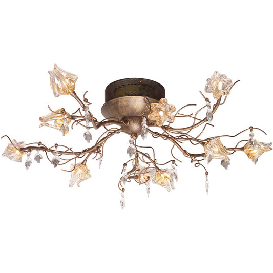 ET2 Lighting Flora 10-Light Flush Mount, Brushed Bronze