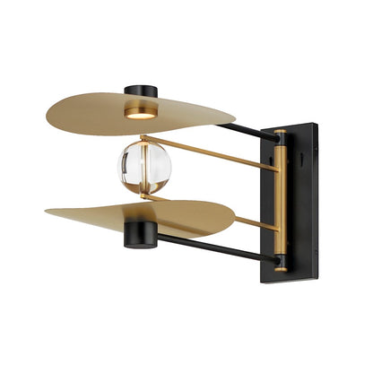 ET2 Lighting Pearl 2 Light Wall Sconce, Black/Natural Aged Brass - E24072-BKNAB