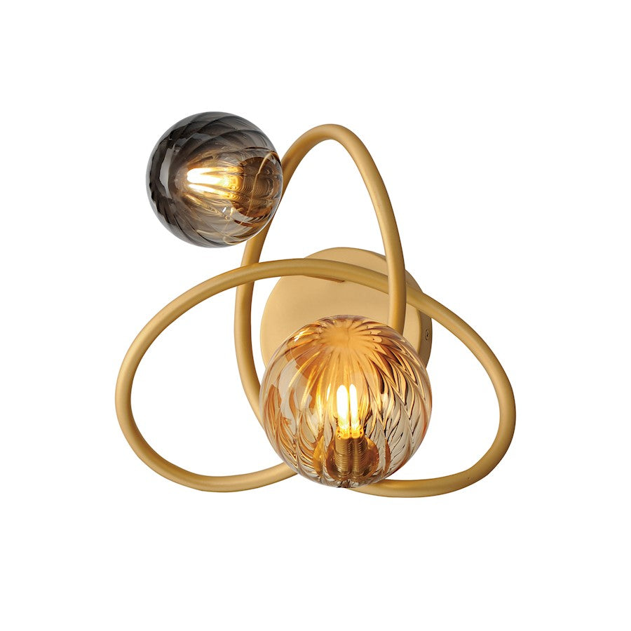 ET2 Lighting Planetary 2 Light LED Wall Sconce, Gold/Multi Color - E24182-148GLD