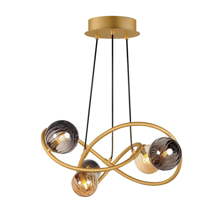 ET2 Lighting Planetary 5 Light LED Chandelier, Gold/Multi Color - E24185-148GLD