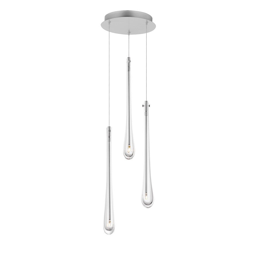 ET2 Lighting Stillo 3 Light Pendant, Satin Nickel/Clear Crystal - E24213-122SN