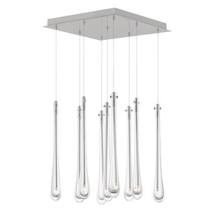 ET2 Lighting Stillo 9 Light Pendant, Satin Nickel/Clear Crystal - E24217-122SN