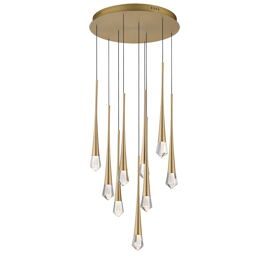 ET2 Lighting Pierce 9 Light Pendant, Gold/Clear Crystal - E24227-122GLD