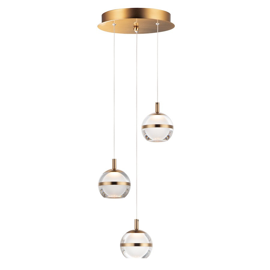 LED Pendant, Natural Aged Brass