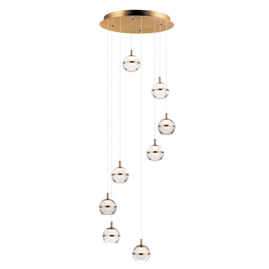 LED Pendant, Natural Aged Brass