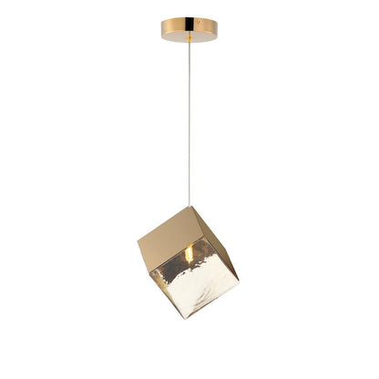 ET2 Lighting Ice Cube 1Lt LED Pendant, French Gold/Amber - E24681-26FG