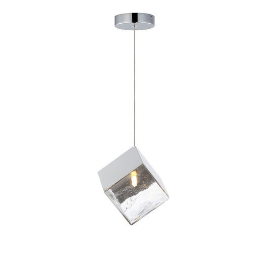 ET2 Lighting Ice Cube 1Lt LED Pendant, Chrome/Murano-style Clear - E24681-28PC