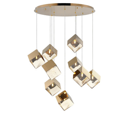 ET2 Lighting Ice Cube 9Lt Multi-Light LED Pendant, Gold/Amber - E24689-26FG