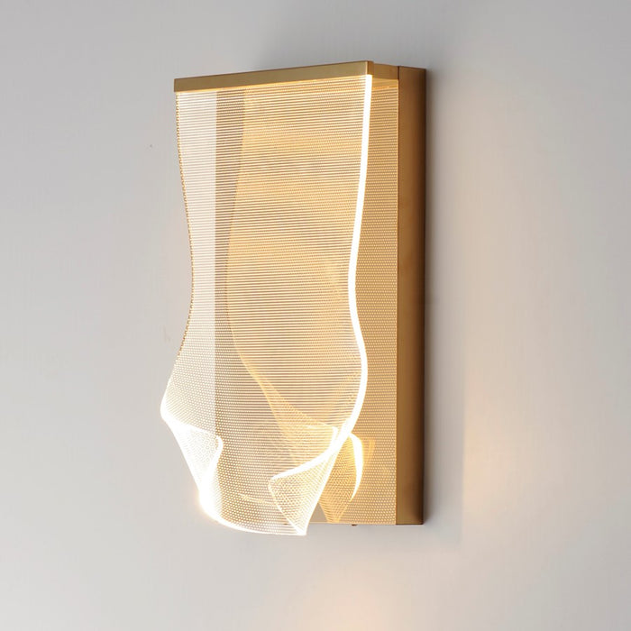 ET2 Lighting Rinkle 1 Light Wall Sconce, Gold/Patterned Acrylic