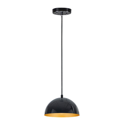 ET2 Lighting Hemisphere 1 Light 9" LED Pendant, Gloss Black/Gold - E24900-GBGLD