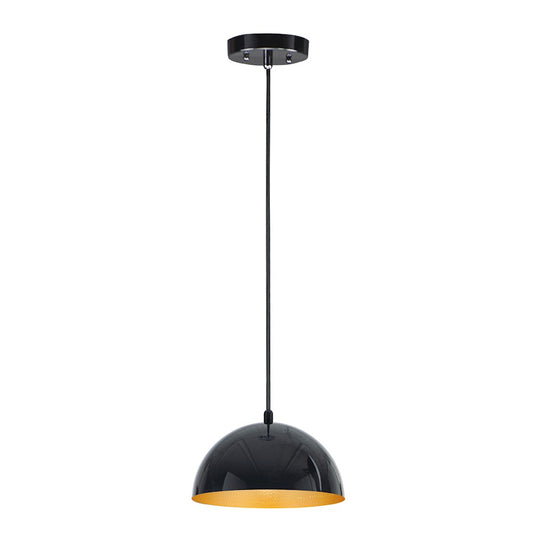 ET2 Lighting Hemisphere 1 Light 9" LED Pendant, Gloss Black/Gold - E24900-GBGLD