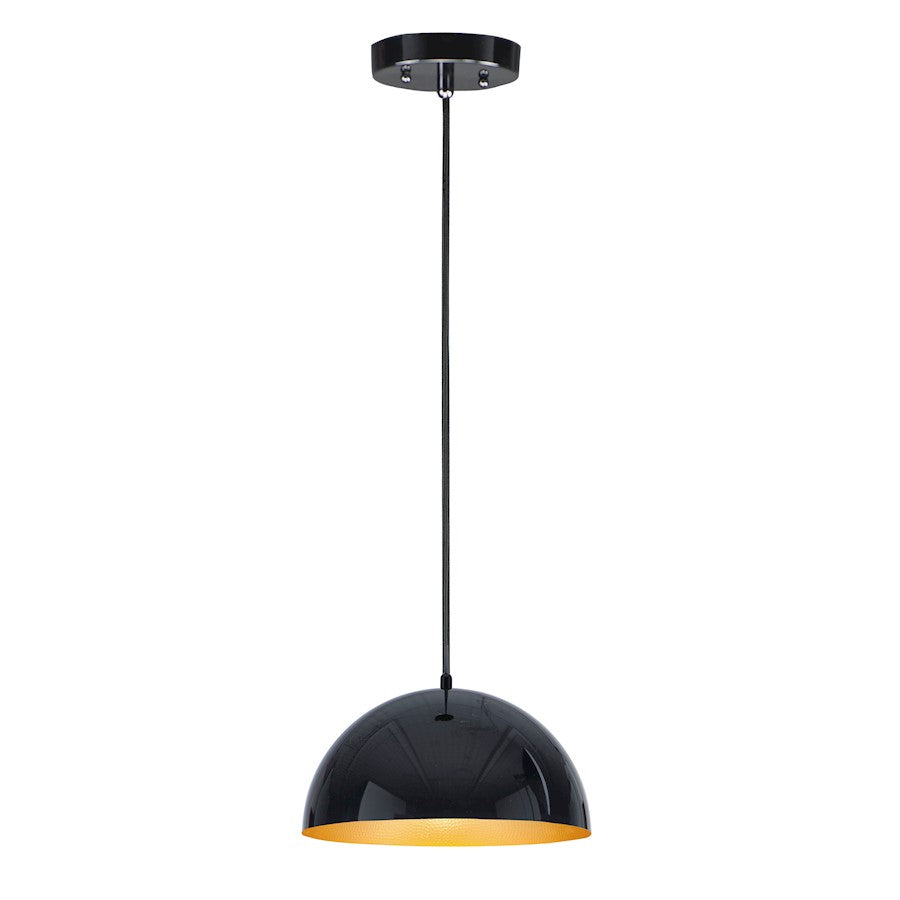 ET2 Lighting Hemisphere 1 Light 14" LED Pendant, Gloss Black/Gold - E24902-GBGLD