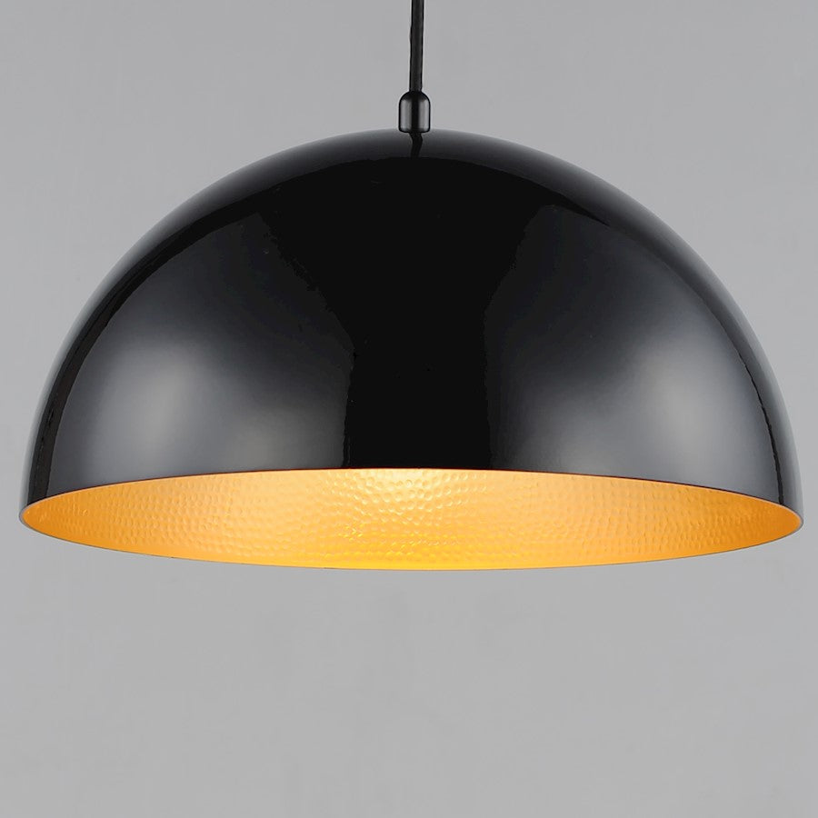 1 Light LED Pendant, Gloss Black