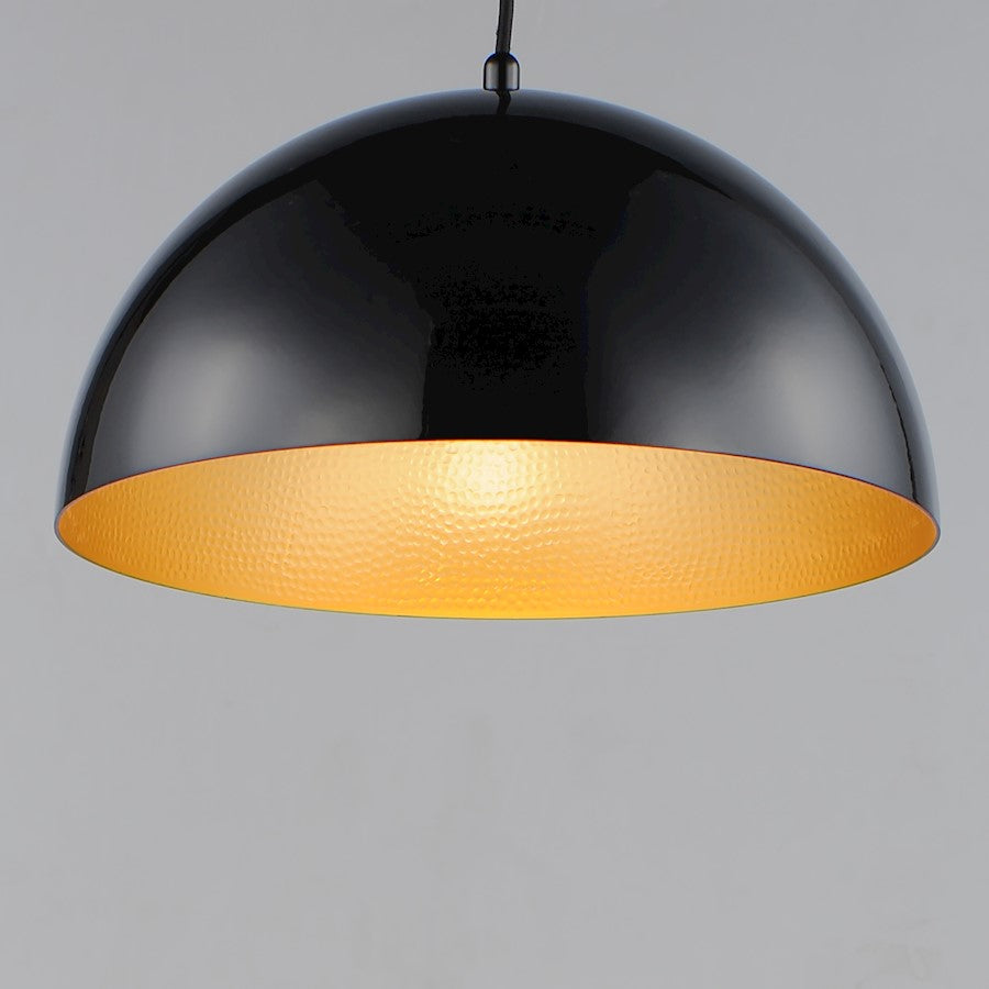 1 Light LED Pendant, Gloss Black