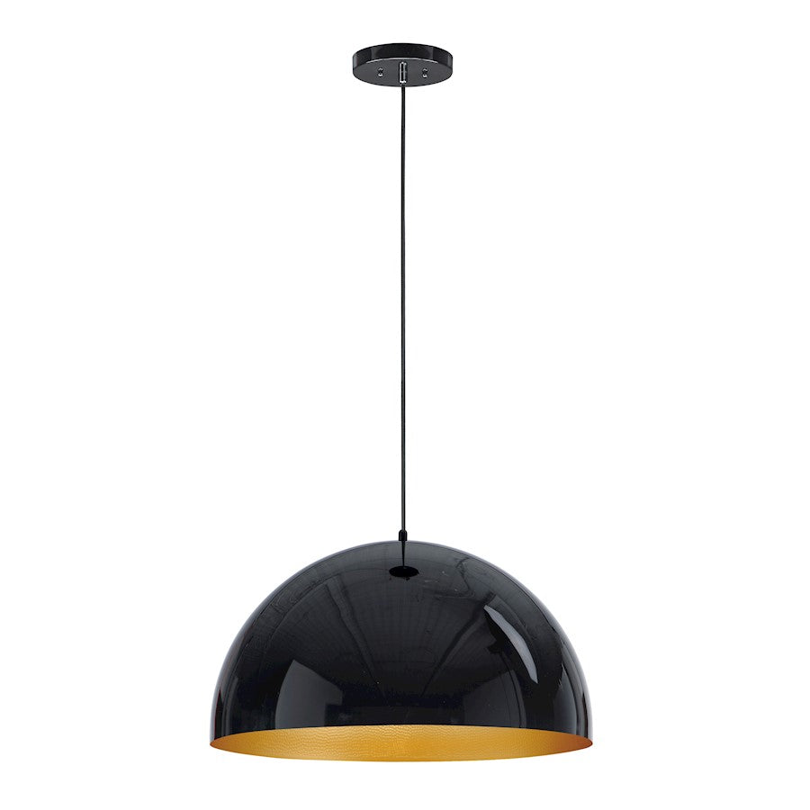 ET2 Lighting Hemisphere 1 Light 24" LED Pendant, Gloss Black/Gold - E24904-GBGLD