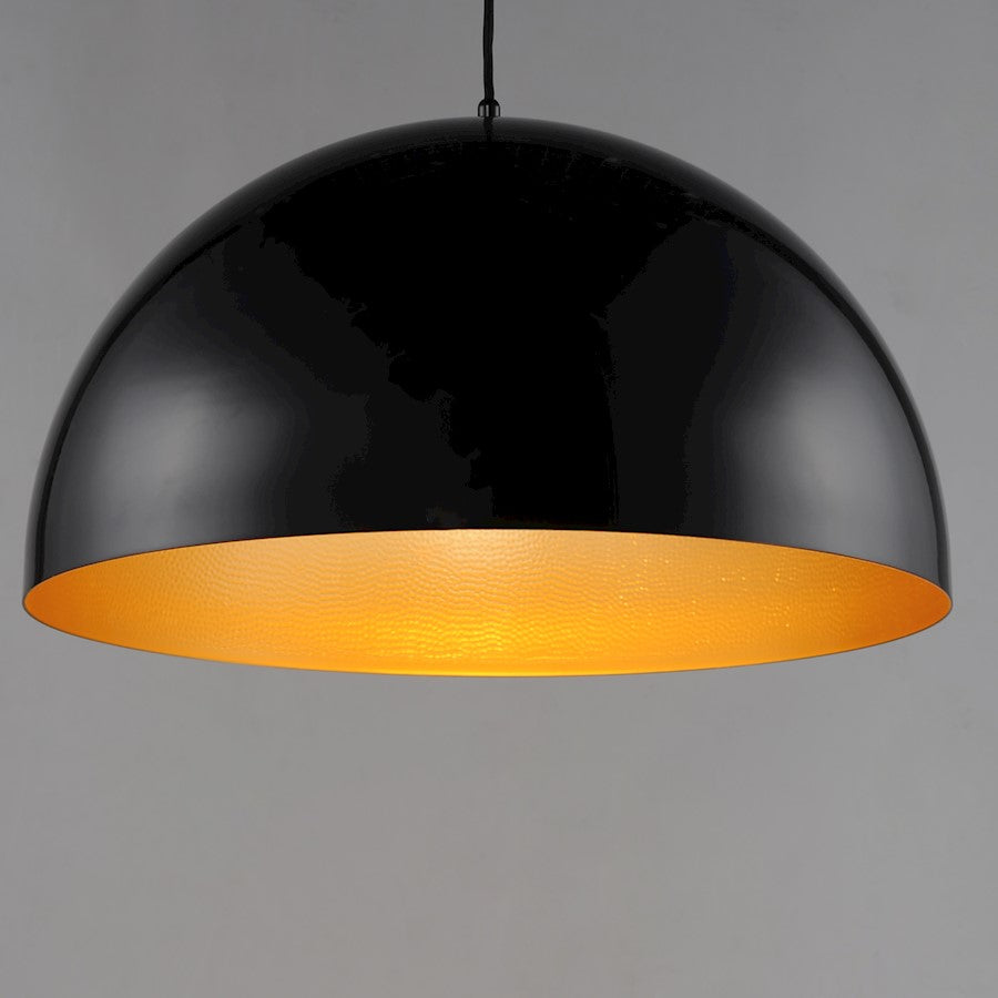 1 Light LED Pendant, Gloss Black