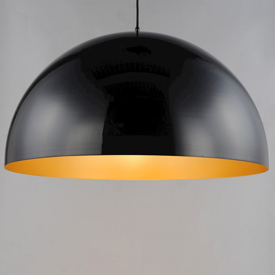 1 Light LED Pendant, Gloss Black