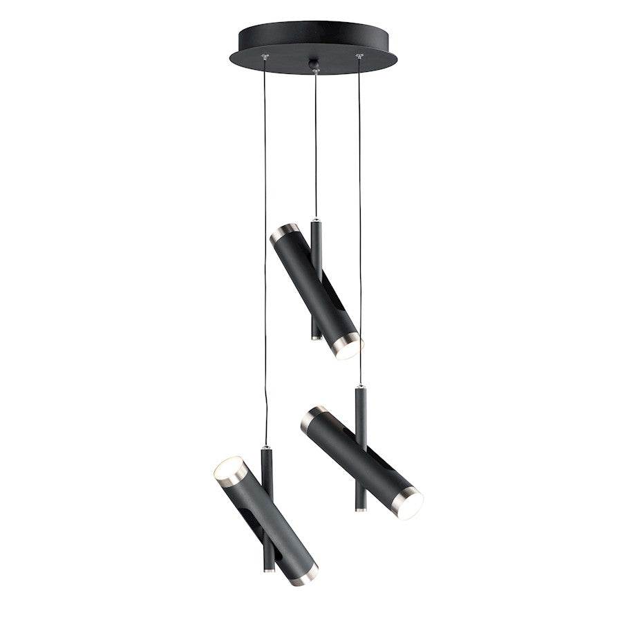 6 Light Pendant, Black/Satin Nickel