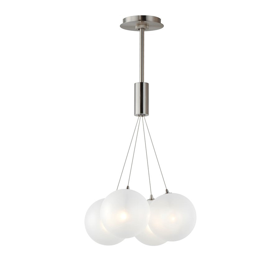 ET2 Lighting Burst 4 Light Pendant, Satin Nickel/Translucent Frost - E25084-54SN