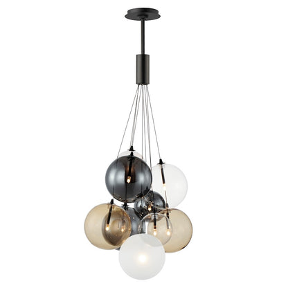 ET2 Lighting Burst 9 Light Pendant, Black/Multi Color - E25087-148BK