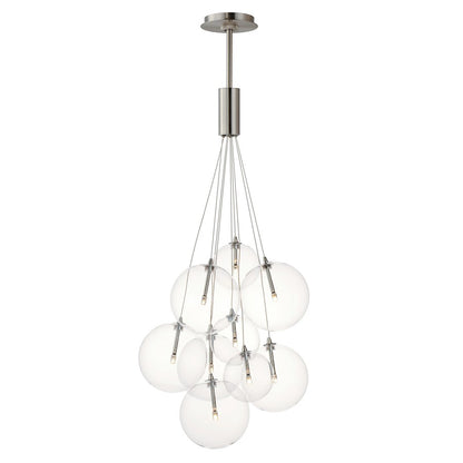 ET2 Lighting Burst 9 Light Pendant, Satin Nickel/Clear - E25087-18SN