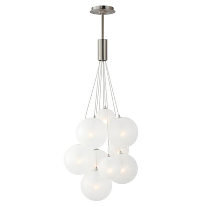 ET2 Lighting Burst 9 Light Pendant, Satin Nickel/Translucent Frost - E25087-54SN