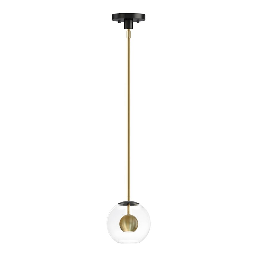 ET2 Lighting Nucleus 8" LED 1-Light Pendant, Black/Aged Brass - E25152-BKNAB