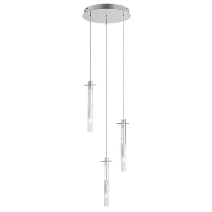 ET2 Lighting Pipette 3 Light 12" Pendant, Chrome/Clear/Frosted - E31093-93PC