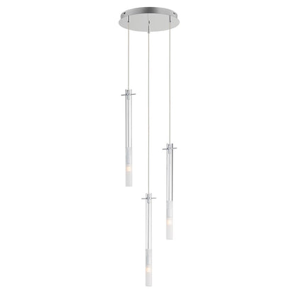 ET2 Lighting Pipette 3 Light 18" Pendant, Chrome/Clear/Frosted - E31095-93PC