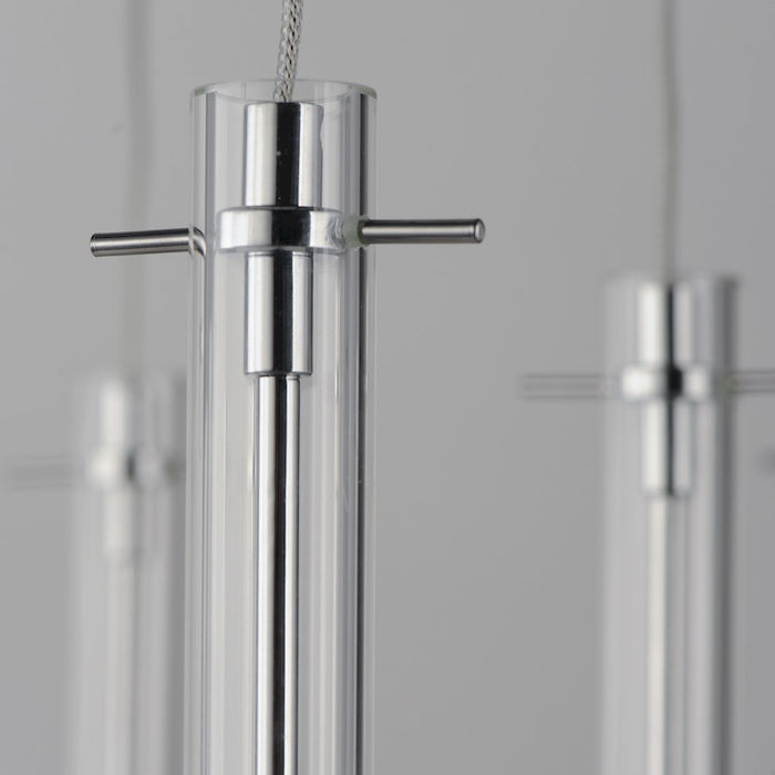 ET2 Lighting Pipette 17 Light Pendant, Polished Chrome/Clear/Frosted