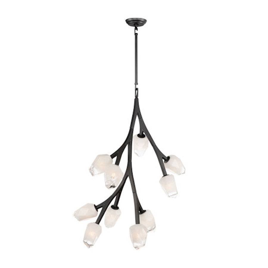 ET2 Lighting Blossom 37.5" 10-Light Pendant, Black/Clear/Frosted - E32798-93BK