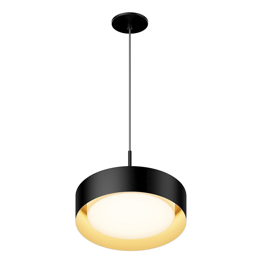 ET2 Lighting Echo 1 Light 12" Pendant, Black/Gold - E51011-BKGLD