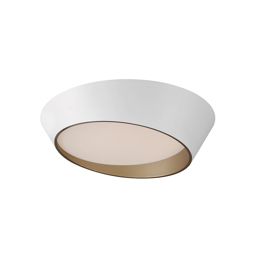 ET2 Lighting Slant 1 Light 19.75" LED Flush Mount, White/Gold - E51032-WTGLD